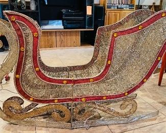 Vintage Champagne Sparkle Christmas Sleigh with Lights 