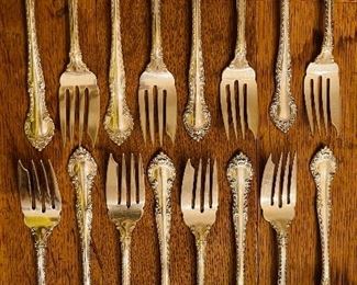Vintage Sterling Silver Set of 
    “English Gadroon”
Closeup of Salad Forks