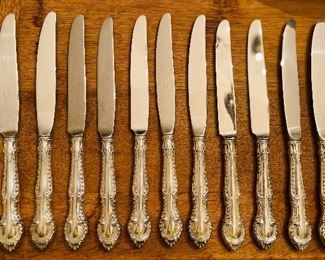 Vintage Sterling Silver Set of
    “English Gadroon”
Closeup of Dinner Knives