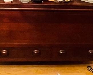 Rare!!! Gorgeous Mahogany &  Cedar Lined Sugar Trunk with Lock and 2 Bottom Drawers