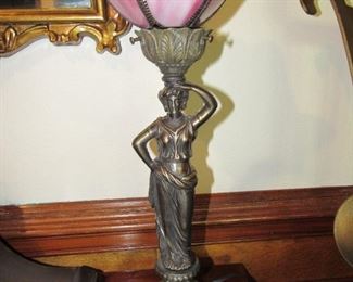 Stained glass deco lady lamp