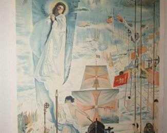 Salvador Dali signed lithograph also signed by Diego Colon, a direct descendent of Christopher Columbus