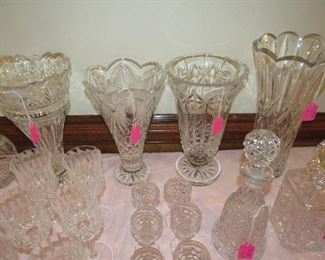4 large Waterford vases