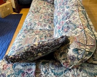 Full sofa with pillows.  Blue floral fabric.  Great condition barely used