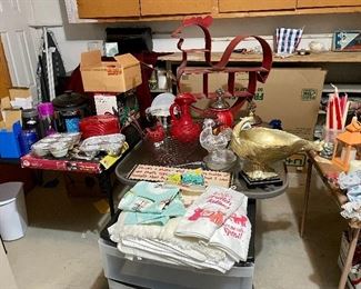 Holiday hand towels, small electronics, miscellaneous items