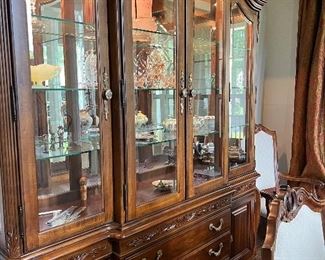 Hutch with light and glass shelves