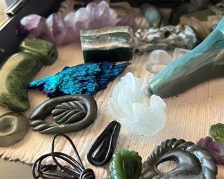Jade carvings and necklaces