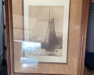 . . . an original art piece -- can't remember the artists name, but this is a signed piece of nautical art