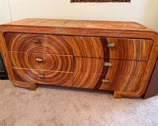 Gabriella Crespi split reed rattan bedroom set with swivel nightstands