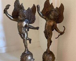 Bronze cherub statues 17.5 “
