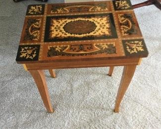 Vintage Italian Sorrento Musical Table, w/Wood Inlay.