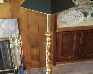 Brass Barley Twist Floor Lamp with Black Shade