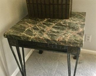 MARBLE TOP LAMP TABLE, by: HICKORY WHITE