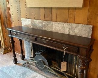 LONG SOFA TABLE with 2 Drawers & Spooled Legs