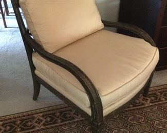 WOOD and FABRIC ARM CHAIR with Diamond Back