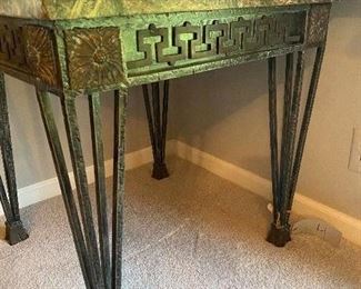 DETAIL OF METAL LEGS & TRIM, MARBLE TOP LAMP TABLE, by: HICKORY WHITE.