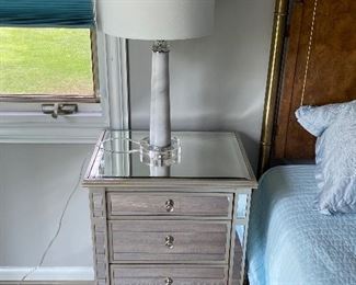 MIRRORED & WOOD NIGHTSTANDS