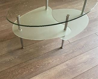 GLASS & FROSTED GLASS & CHROME COCKTAIL TABLE