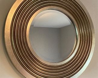 WIDE GOLD RIM, ROUND BEVELED MIRROR