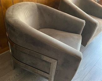 Contemporary Modern Gray Accent Chairs with Chrome Base