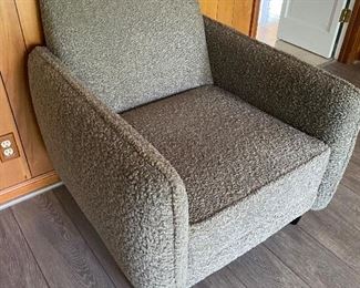 PAIR OF GRAY, BOUCLE FABRIC, ARM CHAIRS 