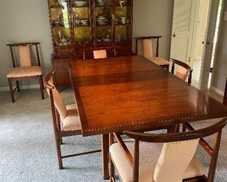 MID-CENTURY MODERN, DINING TABLE WITH 6 UNIQUE CHAIRS, By: MARTINSVILLE