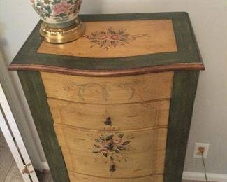 WOODEN, PAINTED JEWELRY CABINET