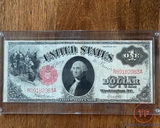 1917 $1 Dollar Large United States Note "Sawhorse" Reverse