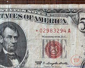$5 Red Seal STAR Bill
