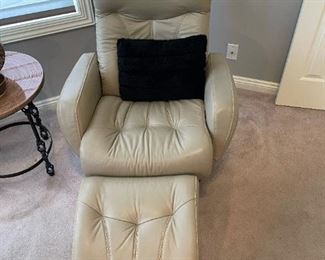 BERKLINE Leather Recliner with Leather Ottoman