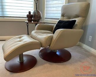 BERKLINE Leather Recliner with Leather Ottoman