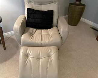 BERKLINE Leather Recliner with Leather Ottoman