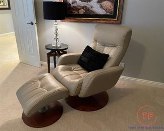 BERKLINE Leather Recliner with Leather Ottoman