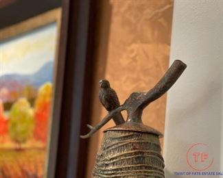 Decorative Urns with Metal Bird Toppers