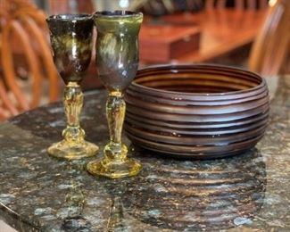 Signed Handblown Goblet / Vases