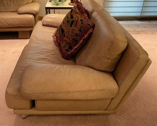 Italian Leather Platform Leather Loveseat