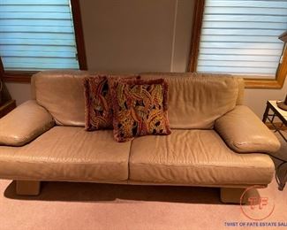 Italian Leather Platform Leather Sofa