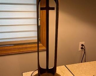 Rustic Metal Base Table Lamps with Leather Shades