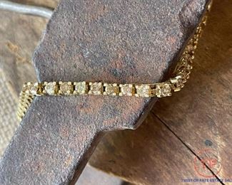 Gold and Diamond Tennis Bracelet