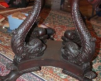 Carved Dolphin Fish base Round Table