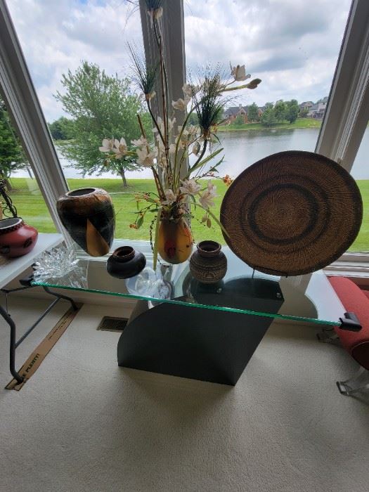 Several vtg Haziza lucite glass tables 