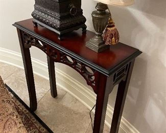 Bombay Co. accent table. Measures 28"W x 10.25"D x 30"H.