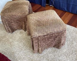Skirted Ottomans in chenille fabric