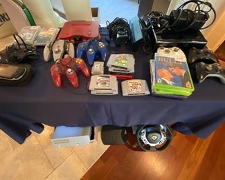 Assorted gaming electronics: Xbox 360, psp, games and accessories (note: nintendo 64 no longer available)