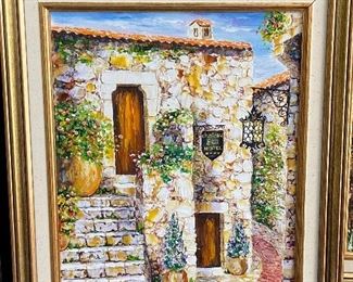 Le Chateau EZA - Eze Village, 2000, Orig'l oil on canvas, framed. Local French Artist: M. Jeauqey, 2000