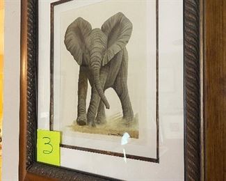 ANDREW BONE - "Baby Elephant Charge," 2009.  10"x8", not including matting and frame.  Oil painting on paper.  Signed in pigment - lower right.  A unique work from the collection of the artist.  All information based on the Certificate of Authenticity provided by Park West Gallery at the time of purchase: 08/06/2009.