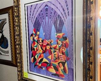 ANATOLE KRASNYANSKY - "Musical Duo #9," Painting on Rice Paper.  Original documents have been misfiled, but purchase invoice is available - 10/09/2007.  Replacement paperwork has been requested from Park West Gallery.  