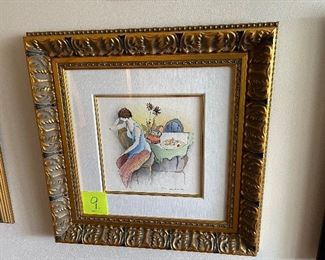 ITZCHAK TARKAY, "Sorrow Sets In," 2007, 12"x12."  Mixed media with watercolor on woven paper.  Signed in ink, lower right.  A unique work from the collection of the artist.  All information based on the Certificate of Authenticity provided at time of purchase from Park West Gallery, 10/01/2015.  