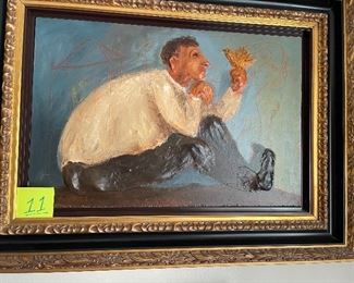 MARK KANOVICH  - "Bird in Hand" - 2008 - 17.25"x26" Terra cotta with acrylic painting on wood panel. Signed in pigment lower right.  A unique work from t he collection of the artist.  Information based on Certificate of Authenticity when purchased from Park West Gallery 11/17/2009.  