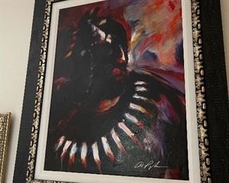 DOMINIC PANGBORN - "Figure in the Shadows" - 2014 - 26"x19"  Mixed media painting on canvas.  Hand-signed in ink by the artist, lower right.  A unique work and part of the artist's collection.  Information based on Certificate of Authenticity issued by Park West Gallery at the time of purchase; 09/24/2015.  